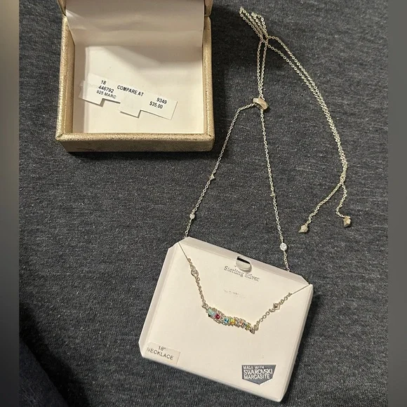 Kanishka NY Sterling Silver Necklace w Multicolor Stones & Adjustable Chain, 18” - Picture 3 of 3